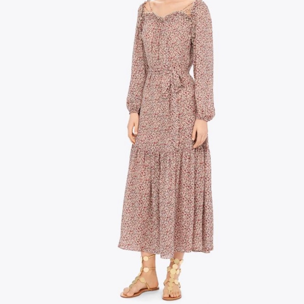 TORY BURCH PRINTED GEORGETTE MAXI DRESS - Picture 1 of 11